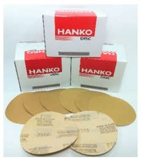 HANKO Gold กระดาษทรายกลมหลังสักหลาด ขนาด 5นิ้วไม่มีรู 125mm.