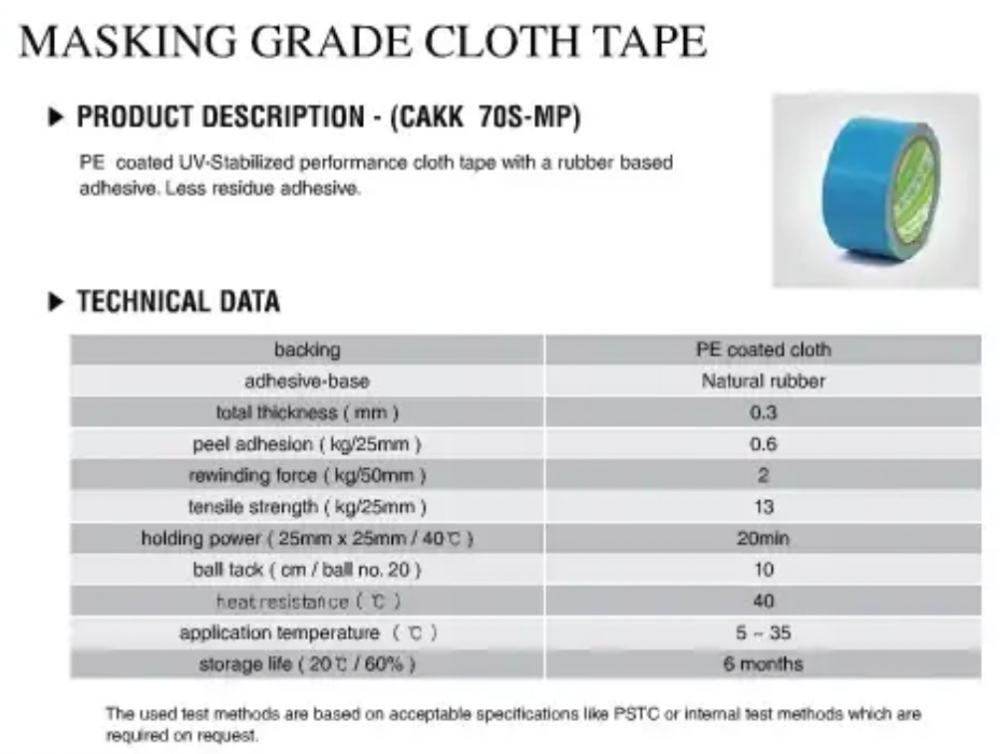 เทปผ้า MASKING GRADE TAPE (CAKK 70S-GP)
