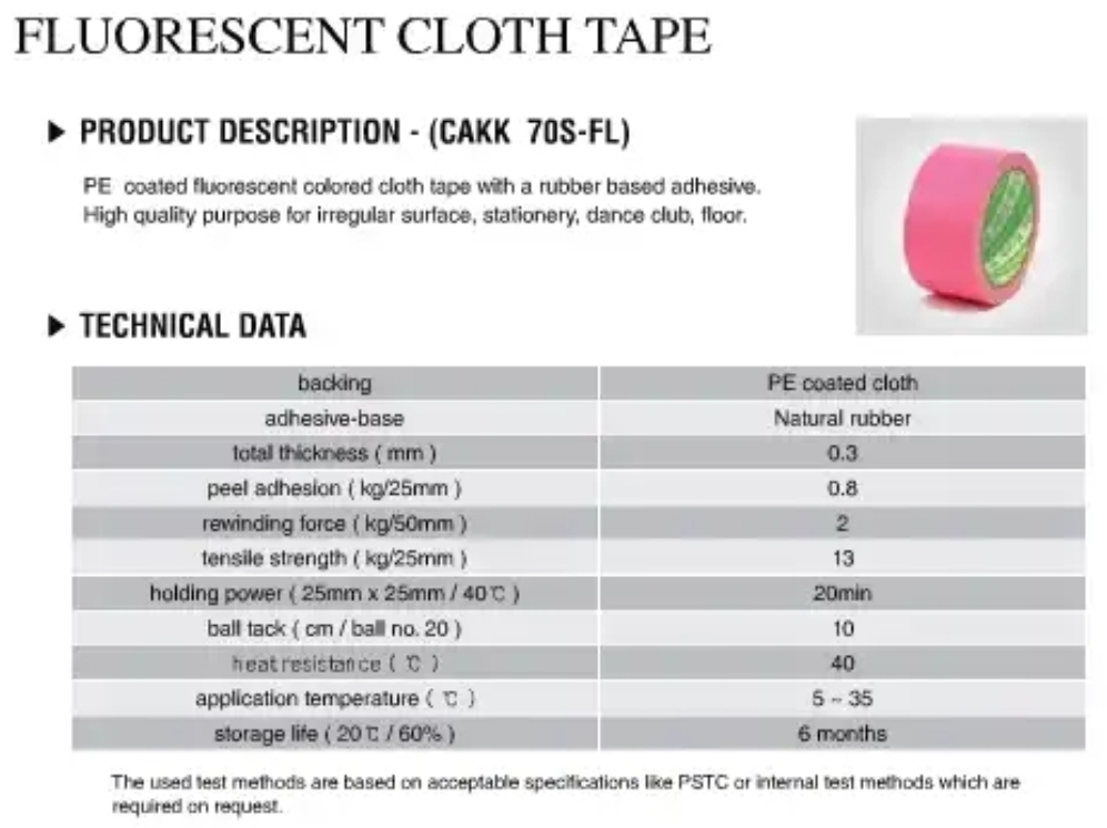 เทปผ้า FLUORESCENT CLOTH TAPE (CAKK 70S-FL)