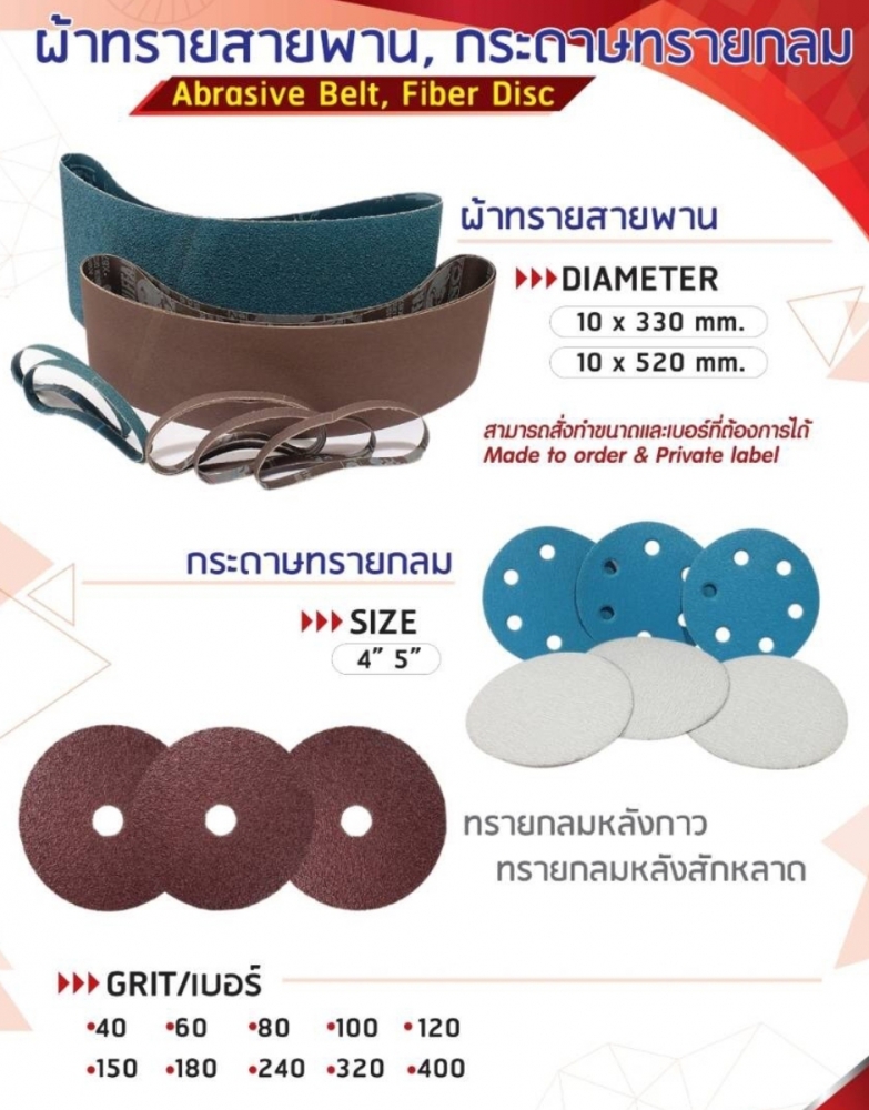 ผ้าทรายสายพาน, กระดาษทรายกลม(หลังกาว, สักหลาด) Gold 20220508_13