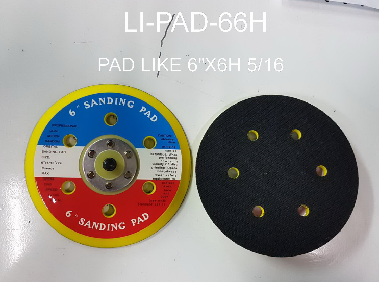 แป้นจับกระดาษทรายกลม สักหลาด 6นิ้ว 6รู  LI-PAD-66H