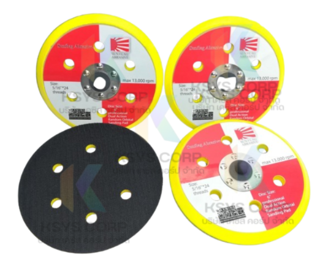 แป้นจับกระดาษทรายกลม สักหลาด 6นิ้ว 6รู Sunflag abrasive