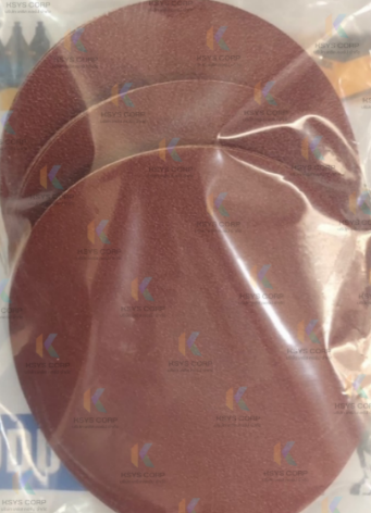 กระดาษทรายกลม หลังสักหลาด 5นิ้ว สีแดง